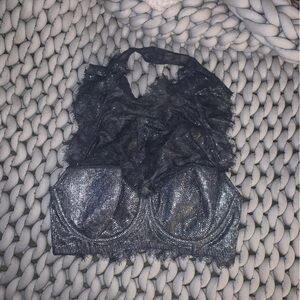 VS Elegant Shine Gray Lace Bralette/Bra